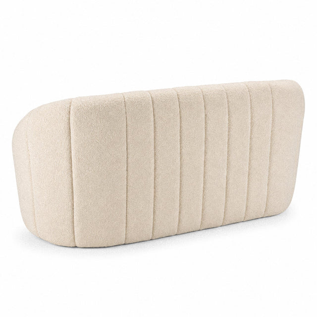Canapé 2 places design coquillage en bouclette écrue Alba – 146 cm