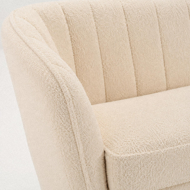 Canapé 2 places design arrondi en bouclette écrue Elio – 164 cm