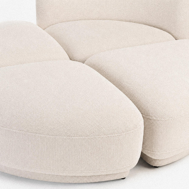 Canapé modulable design avec 3 poufs en tissu beige Sora – 4 pièces